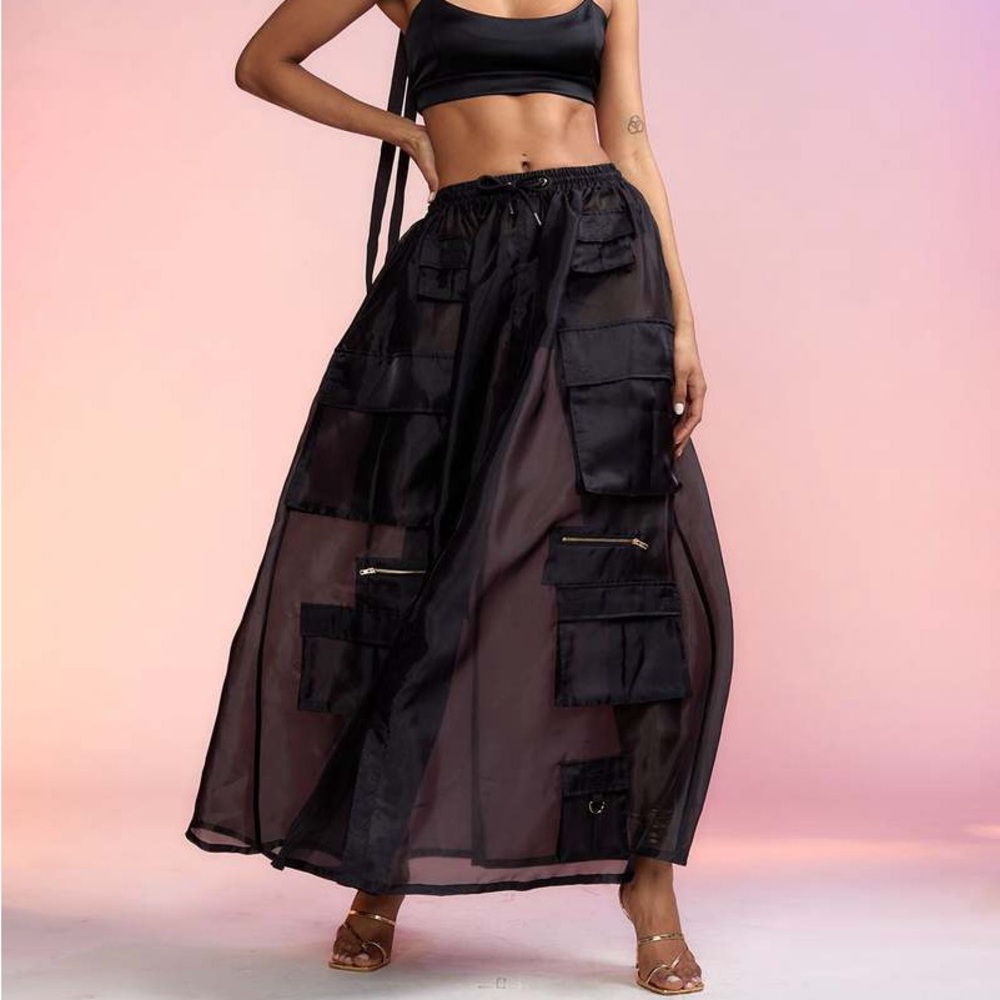 CYNTHIA ROWLEY ORGANZA CARGO SKIRT MEDIUM NEW WITH TAGS